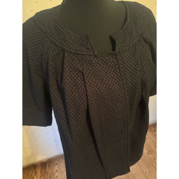 KENNETH COLE REACTION Black Cotton Short Sleeve Jacket Blazer Size 8 - Picture 2 of 6